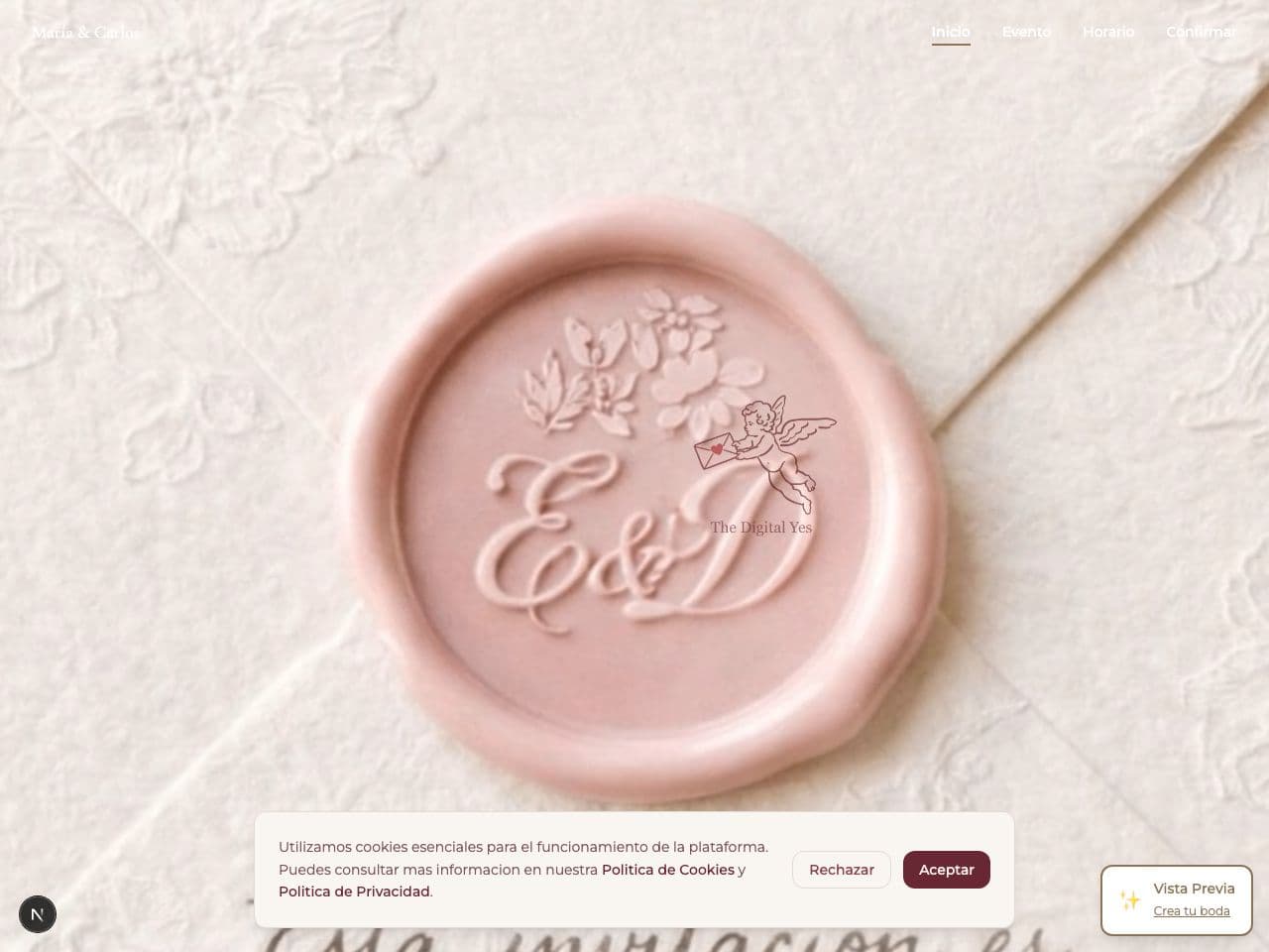 Floral wedding website invitation preview